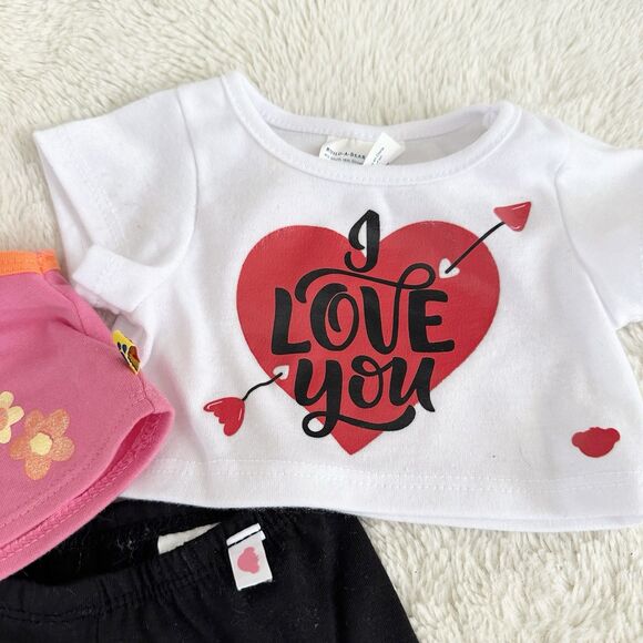 Build A Bear Workshop Clothes Outfit Lot of 3 Love Kiss Me Valentines Top Pants - Picture 3 of 5